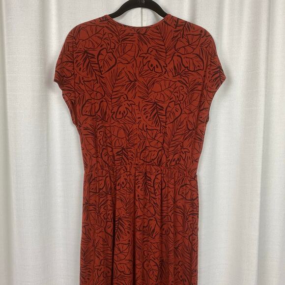 Garnet Hill Brown Leaf Print Shelby Knit Maxi Dress Sz.S - Picture 10 of 14